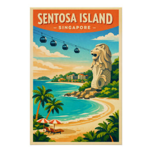 Sentosa Insel, Singapur Reise Poster