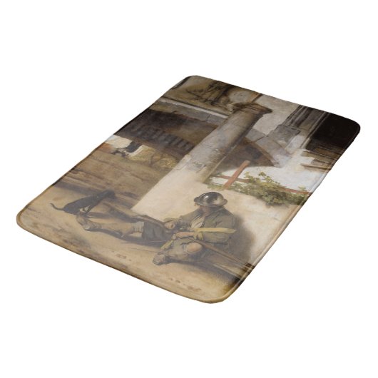 Sentry Guarding a Gate with his Pet Hund Badematte (Schrägansicht)