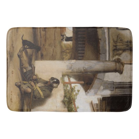 Sentry Guarding a Gate with his Pet Hund Badematte (Vorderseite)