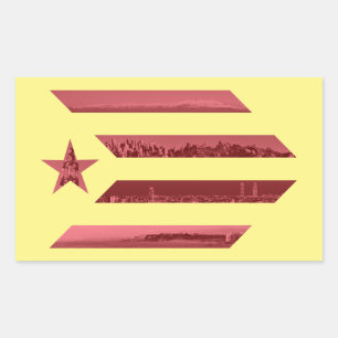 Senyera amb Catalunya Rechteckiger Aufkleber
