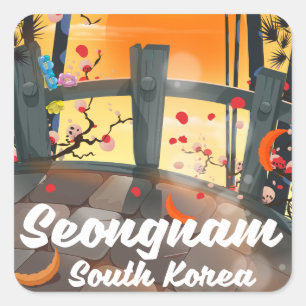 Seongnam Südkorea Reiseplakat Quadratischer Aufkleber