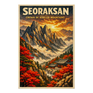 Seoraksan-Berg, Südkorea, in einem klassischen Poster