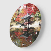 Seoul Autumn Japanese Garden Große Wanduhr (Winkel)