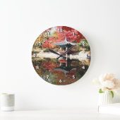Seoul Autumn Japanese Garden Große Wanduhr (Zuhause)