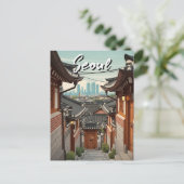 Seoul Bukchon South Korea Sunset Postkarte (Stehend Vorderseite)