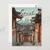 Seoul Bukchon South Korea Sunset Postkarte (Vorne/Hinten)