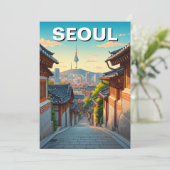 Seoul Bukchon Südkorea Sunset Feiertagskarte (Stehend Vorderseite)