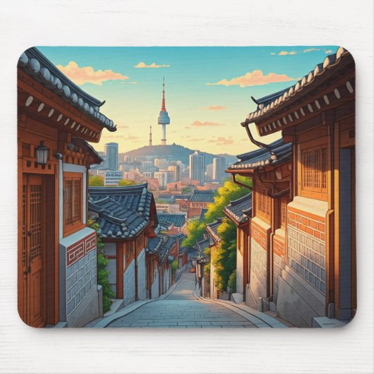 Seoul Bukchon Südkorea Sunset Mousepad (Vorne)