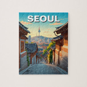 Seoul Bukchon Südkorea Sunset Puzzle