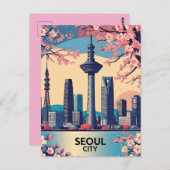 Seoul City Modern Skyline Retro Art Südkorea Postkarte (Vorne/Hinten)