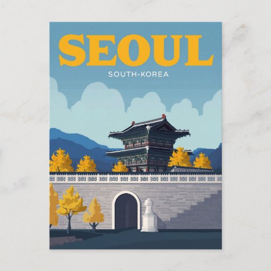 Seoul Gyeongbokgung Palace Vintage Art Postkarte (Vorderseite)