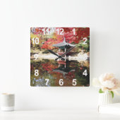 Seoul-Herbst-Japaner-Garten Quadratische Wanduhr (Zuhause)