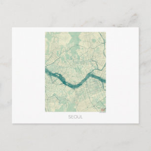 Seoul Karte Blau Vintage Aquarell