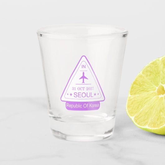 Seoul Korea Passport Briefmarke Schnapsglas (Vorderseite)
