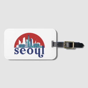 Seoul Korea Retro Sun City Skyline City Art Gepäckanhänger