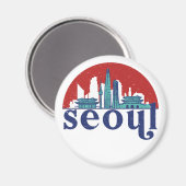 Seoul Korea Retro Sun City Skyline City Art Magnet (Vorderseite/Rückseite)