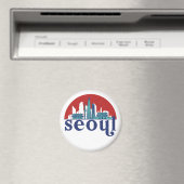 Seoul Korea Retro Sun City Skyline City Art Magnet (In Situ (Geschirrspüler))