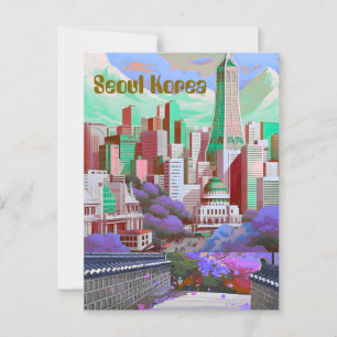 Seoul Korea Travel Postcard, Seoul Skyline, Korea Postkarte