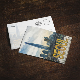 Seoul Korea Watercolor Postcard Einladung