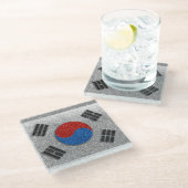 Seoul-Koreanische Flagge des südkoreanischen Glitz Glasuntersetzer (Schrägansicht)