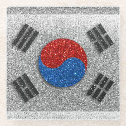 Seoul-Koreanische Flagge des südkoreanischen Glitz Glasuntersetzer (Vorderseite)