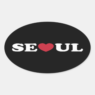 Seoul Liebe Heart Ovaler Aufkleber