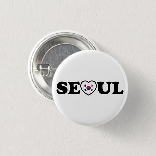 Seoul Liebe Herz Taegeukgi Flag Button (Vorne & Hinten)