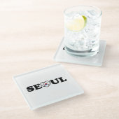 Seoul Liebe Herz Taegeukgi Flag Glasuntersetzer (Schrägansicht)