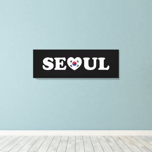 Seoul Liebe Herz Taegeukgi Flag Leinwanddruck (Insitu (Holzboden))