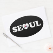Seoul Liebe Herz Taegeukgi Flag Ovaler Aufkleber (Umschlag)