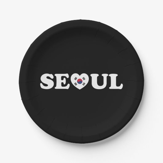 Seoul Liebe Herz Taegeukgi Flag Pappteller (Vorderseite)