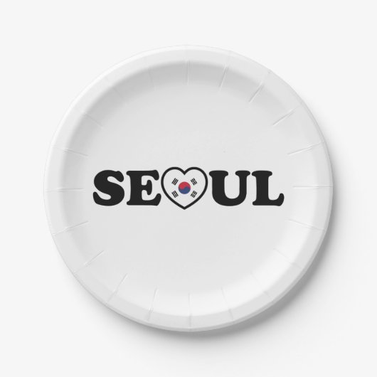 Seoul Liebe Herz Taegeukgi Flag Pappteller (Vorderseite)