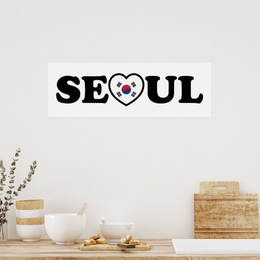 Seoul Liebe Herz Taegeukgi Flag Poster (Küche)