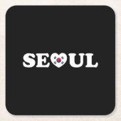 Seoul Liebe Herz Taegeukgi Flag Rechteckiger Pappuntersetzer (Vorderseite)