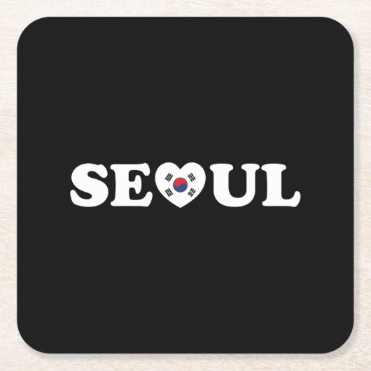 Seoul Liebe Herz Taegeukgi Flag Rechteckiger Pappuntersetzer (Vorderseite)