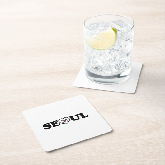 Seoul Liebe Herz Taegeukgi Flag Rechteckiger Pappuntersetzer (Vor Ort)