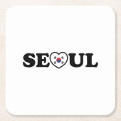 Seoul Liebe Herz Taegeukgi Flag Rechteckiger Pappuntersetzer (Vorderseite)