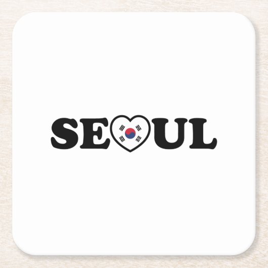 Seoul Liebe Herz Taegeukgi Flag Rechteckiger Pappuntersetzer (Vorderseite)