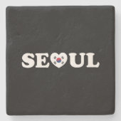 Seoul Liebe Herz Taegeukgi Flag Steinuntersetzer (Vorderseite)