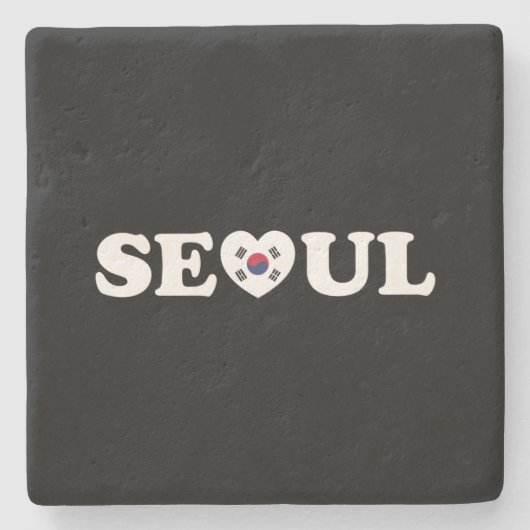 Seoul Liebe Herz Taegeukgi Flag Steinuntersetzer (Vorderseite)