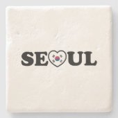 Seoul Liebe Herz Taegeukgi Flag Steinuntersetzer (Vorderseite)