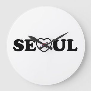 Seoul Love Heart Taegeukgi Flag Große Wanduhr