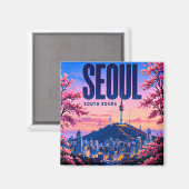 🌸 Seoul Moderne Skyline Stadtstil 🌸 Magnet (Vorderseite/Rückseite)