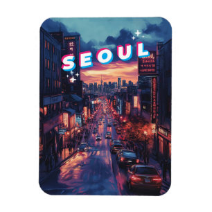 Seoul Sonnenuntergang: Eine lebendige Stadtansicht Magnet