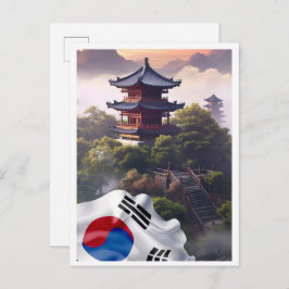 Seoul South Korea Art Vintage Travel Illustration Postkarte