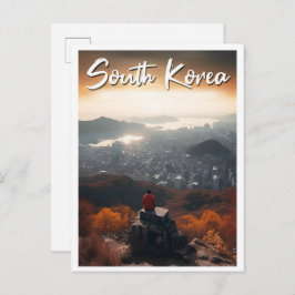 Seoul South Korea Art Vintage Travel Illustration Postkarte