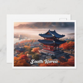 Seoul South Korea Art Vintage Travel Illustration Postkarte