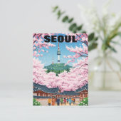 Seoul South Korea Cherry Blüten Postkarte (Stehend Vorderseite)