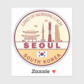 Seoul South Korea City Skyline Emblem Aufkleber (Blatt)