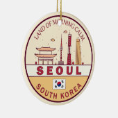 Seoul South Korea City Skyline Emblem Keramik Ornament (Rechts)